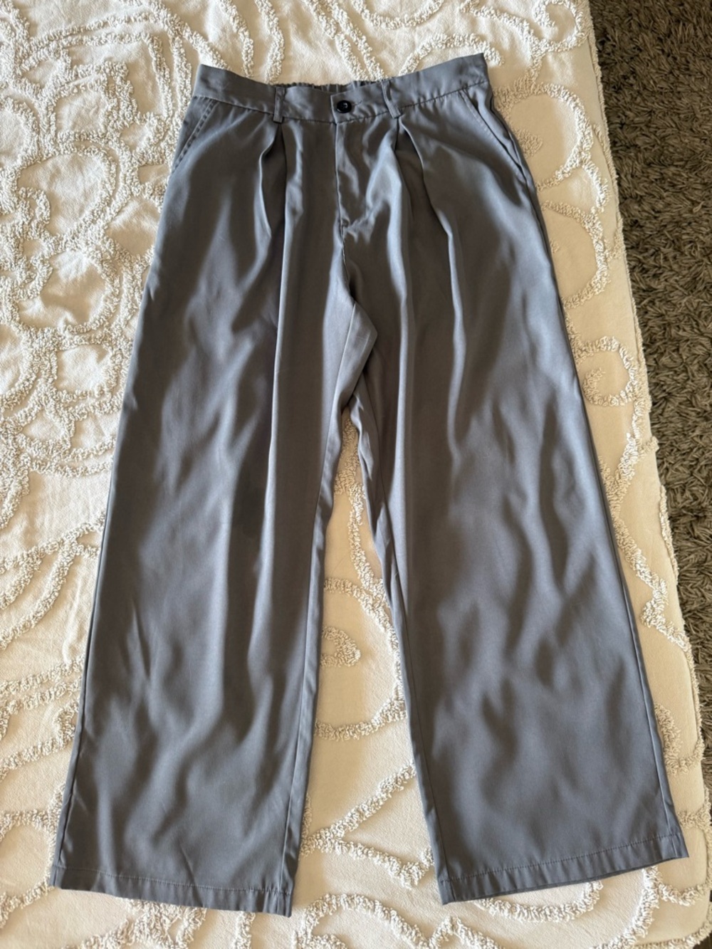 Source Unknown Grey Pleated Wide Leg Pants - Picture 2 of 3